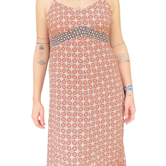 LOFT Rust BOHO Patterned Midi Dress Size 8 (NWT) - Picture 1 of 11